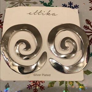 Ettika Shiny Silver Swirl Earrings